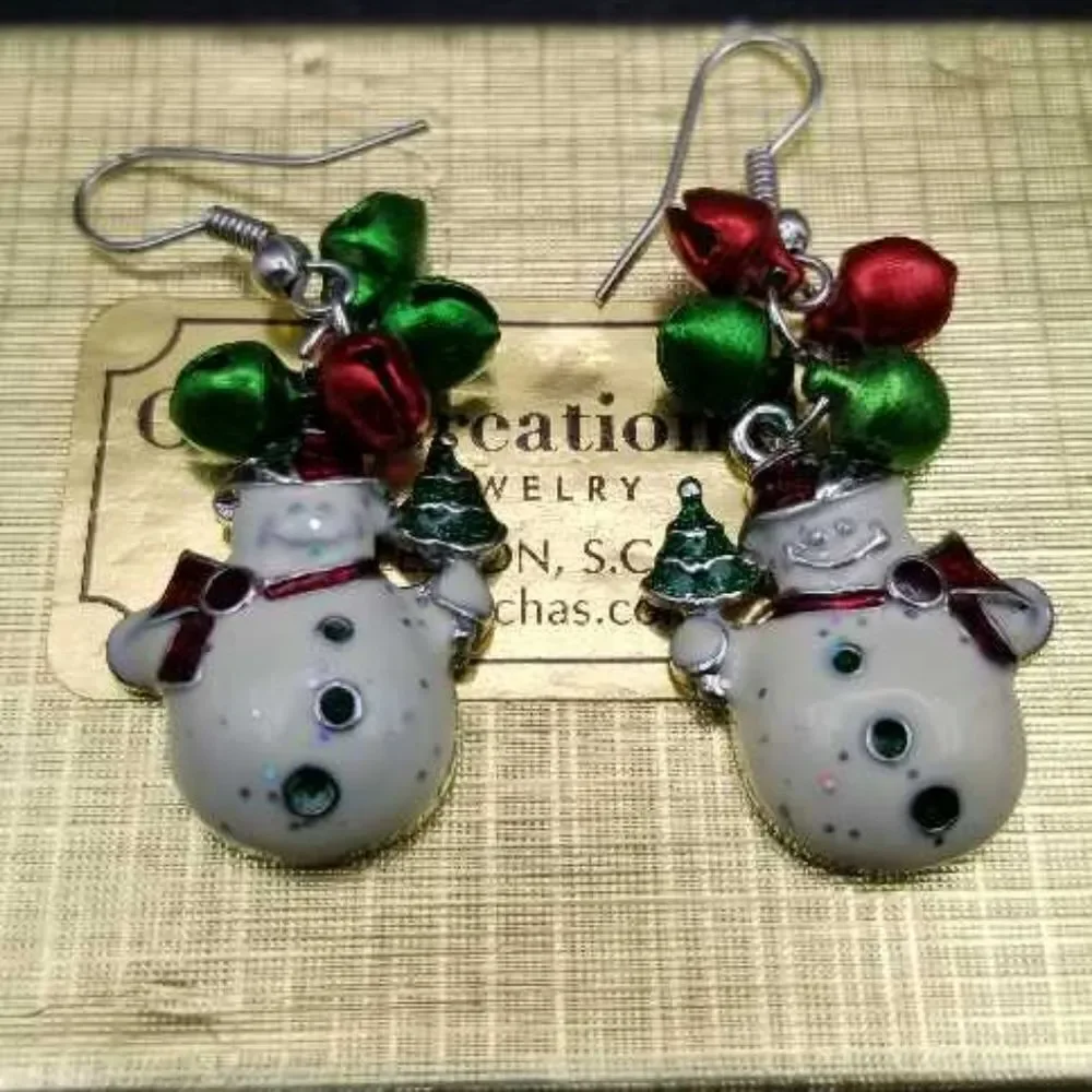 Jingle bell snowman earrings E0158